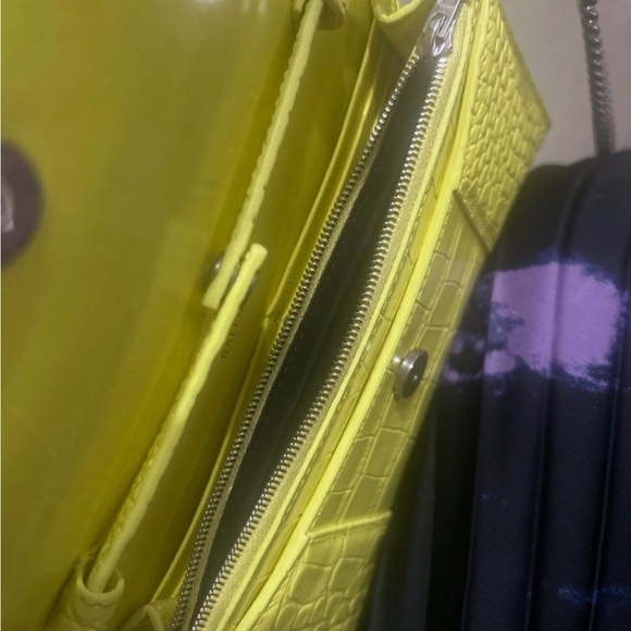 Balenciaga Neon Yellow Croc-Embossed Clutch - Picture 5 of 7